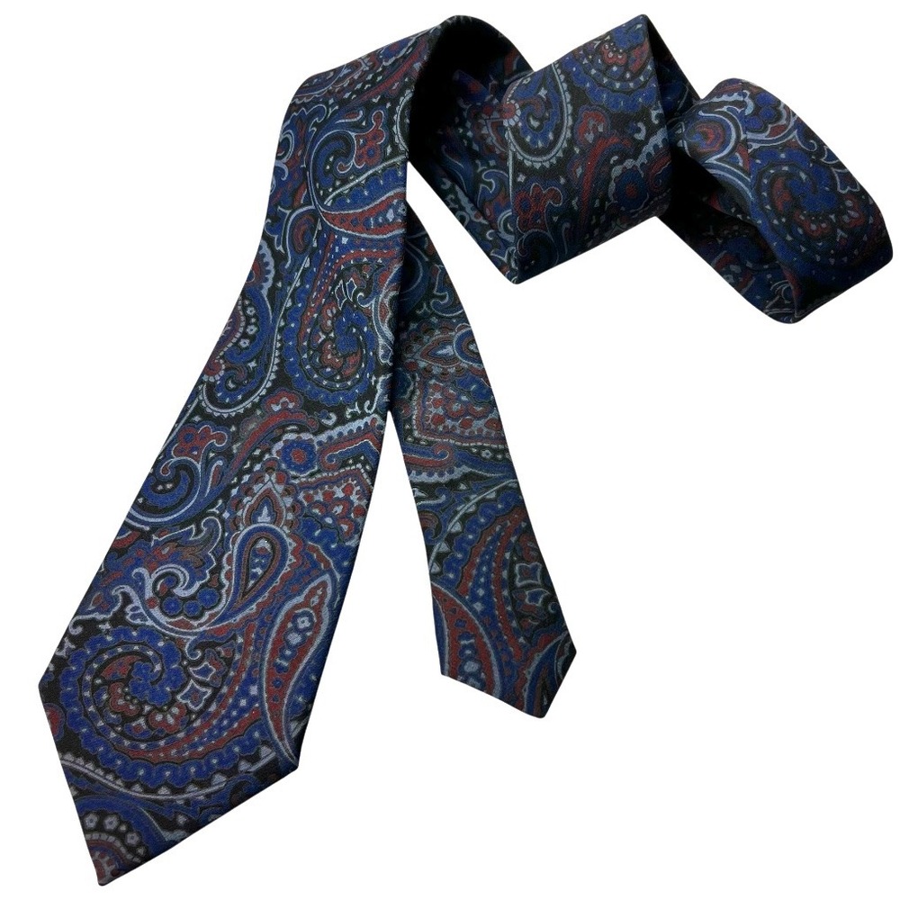 New Vintage Guy Laroche Couture Tie Men Silk Paisley Plum Luxury Paris Old Money - Picture 6 of 14